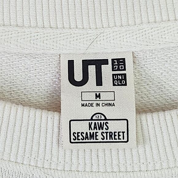 Uniqlo KAWS Sesame Street White Sweatshirt with Bert and Ernie. Sz. M - Picture 3 of 8